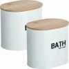 WENKO Boite De Rangement Salle De Bain Décorative En Acier Avec Couvercle En Bambou, Gara Blanc, Lot De 2 1 WENKO Boite De Rangement Salle De Bain Décorative En Acier Avec Couvercle En Bambou, Gara Blanc, Lot De 2 -WENKO Soldes 18941292 1