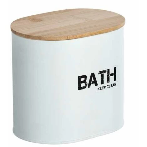 WENKO Boite De Rangement Salle De Bain Décorative En Acier Avec Couvercle En Bambou, Gara Blanc, Lot De 2 4 WENKO Boite De Rangement Salle De Bain Décorative En Acier Avec Couvercle En Bambou, Gara Blanc, Lot De 2 – Image 2