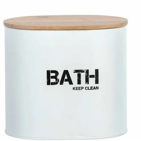 WENKO Boite De Rangement Salle De Bain Décorative En Acier Avec Couvercle En Bambou, Gara Blanc, Lot De 2 5 WENKO Boite De Rangement Salle De Bain Décorative En Acier Avec Couvercle En Bambou, Gara Blanc, Lot De 2 – Image 3