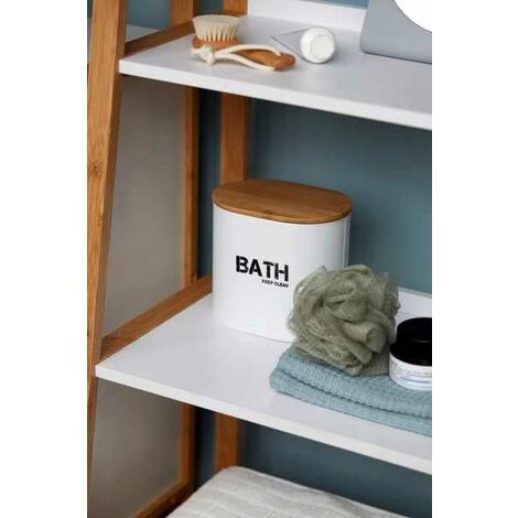WENKO Boite De Rangement Salle De Bain Décorative En Acier Avec Couvercle En Bambou, Gara Blanc, Lot De 2 6 WENKO Boite De Rangement Salle De Bain Décorative En Acier Avec Couvercle En Bambou, Gara Blanc, Lot De 2 – Image 4