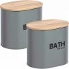 WENKO Boite De Rangement Salle De Bain Décorative En Acier Avec Couvercle En Bambou, Gara Gris, Lot De 2 1 WENKO Boite De Rangement Salle De Bain Décorative En Acier Avec Couvercle En Bambou, Gara Gris, Lot De 2 -WENKO Soldes 18941297 1