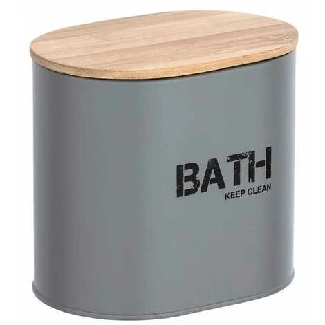 WENKO Boite De Rangement Salle De Bain Décorative En Acier Avec Couvercle En Bambou, Gara Gris, Lot De 2 5 WENKO Boite De Rangement Salle De Bain Décorative En Acier Avec Couvercle En Bambou, Gara Gris, Lot De 2 – Image 3