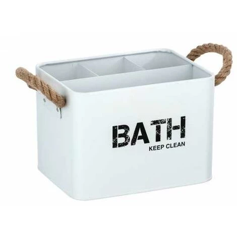 WENKO Organiseur Salle De Bain, Boite De Rangement Gara Avec 4 Compartiments Blanc, Lot De 2 4 WENKO Organiseur Salle De Bain, Boite De Rangement Gara Avec 4 Compartiments Blanc, Lot De 2 – Image 2