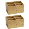 WENKO Boite Bambou Salle De Bain Avec 4 Compartiments Terra, Organiseur Salle De Bain Bois, Lot De 2, Bambou, 22x12x14 Cm, Marron 1 WENKO Boite Bambou Salle De Bain Avec 4 Compartiments Terra, Organiseur Salle De Bain Bois, Lot De 2, Bambou, 22x12x14 Cm, Marron -WENKO Soldes 18941321 1