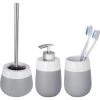 WENKO Set Accessoires Salle De Bain, Distributeur Savon Liquide, Gobelet Brosse à Dent, Brosse WC, Céramique, Malta Gris 1 WENKO Set Accessoires Salle De Bain, Distributeur Savon Liquide, Gobelet Brosse à Dent, Brosse WC, Céramique, Malta Gris -WENKO Soldes 18941338 1