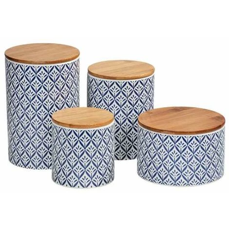 WENKO Boîte De Rangement Lorca, Lot De 3 Boites De Conservation En Céramique Et Couvercle Hermétique En Bambou 7 WENKO Boîte De Rangement Lorca, Lot De 3 Boites De Conservation En Céramique Et Couvercle Hermétique En Bambou – Image 5