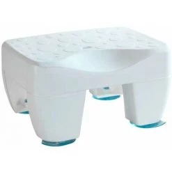 WENKO Tabouret De Baignoire Secura, Petit Siège De Baignoire Antidérapant Avec Surface Structurée Et écoulement D'eau, Charge Jusqu'à 150 Kg, Plastique Robuste, 40x21x31 Cm, Blanc