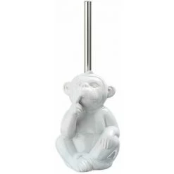 WENKO Brosse WC Originale Singe "ne Pas Parler", Brosse WC Silicone Noire, Céramique, 15x69x20 Cm, Blanc 8 WENKO Brosse WC Originale Singe "ne Pas Parler", Brosse WC Silicone Noire, Céramique, 15x69x20 Cm, Blanc -WENKO Soldes 18962535 2