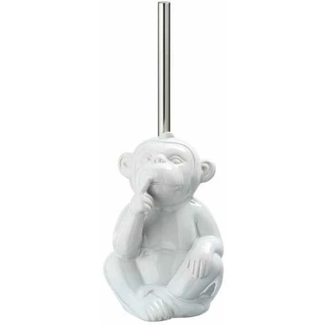 WENKO Brosse WC Originale Singe "ne Pas Parler", Brosse WC Silicone Noire, Céramique, 15x69x20 Cm, Blanc 4 WENKO Brosse WC Originale Singe "ne Pas Parler", Brosse WC Silicone Noire, Céramique, 15x69x20 Cm, Blanc – Image 2