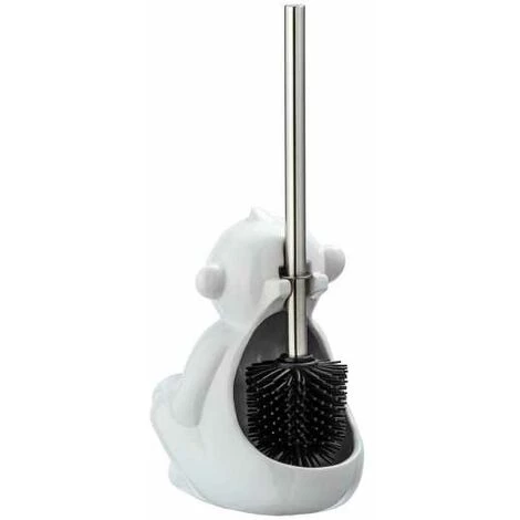 WENKO Brosse WC Originale Singe "ne Pas Parler", Brosse WC Silicone Noire, Céramique, 15x69x20 Cm, Blanc 5 WENKO Brosse WC Originale Singe "ne Pas Parler", Brosse WC Silicone Noire, Céramique, 15x69x20 Cm, Blanc – Image 3