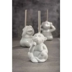 WENKO Brosse WC Originale Singe "ne Pas Parler", Brosse WC Silicone Noire, Céramique, 15x69x20 Cm, Blanc 10 WENKO Brosse WC Originale Singe "ne Pas Parler", Brosse WC Silicone Noire, Céramique, 15x69x20 Cm, Blanc -WENKO Soldes 18962535 4