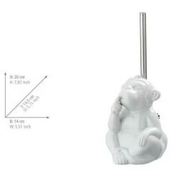 WENKO Brosse WC Originale Singe "ne Pas Parler", Brosse WC Silicone Noire, Céramique, 15x69x20 Cm, Blanc 11 WENKO Brosse WC Originale Singe "ne Pas Parler", Brosse WC Silicone Noire, Céramique, 15x69x20 Cm, Blanc -WENKO Soldes 18962535 5