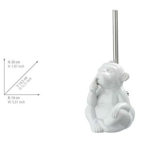 WENKO Brosse WC Originale Singe "ne Pas Parler", Brosse WC Silicone Noire, Céramique, 15x69x20 Cm, Blanc 7 WENKO Brosse WC Originale Singe "ne Pas Parler", Brosse WC Silicone Noire, Céramique, 15x69x20 Cm, Blanc – Image 5