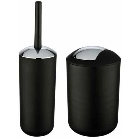 WENKO Poubelle Salle De Bain 6L Et Brosse WC, Accessoire Salle De Bain Brasil Noir 3 WENKO Poubelle Salle De Bain 6L Et Brosse WC, Accessoire Salle De Bain Brasil Noir