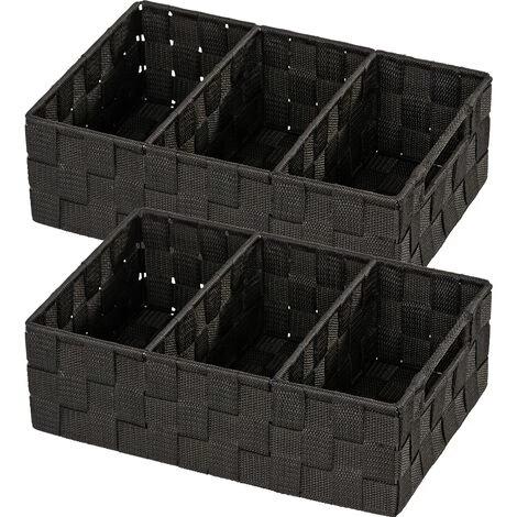 WENKO Organiseur Salle De Bain Adria, Rangement Salle De Bain 3 Compartiments, Lot De 2, Polypropylène, 32x21x10 Cm, Noir 3 WENKO Organiseur Salle De Bain Adria, Rangement Salle De Bain 3 Compartiments, Lot De 2, Polypropylène, 32x21x10 Cm, Noir