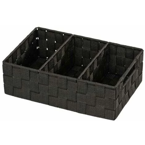 WENKO Organiseur Salle De Bain Adria, Rangement Salle De Bain 3 Compartiments, Lot De 2, Polypropylène, 32x21x10 Cm, Noir 4 WENKO Organiseur Salle De Bain Adria, Rangement Salle De Bain 3 Compartiments, Lot De 2, Polypropylène, 32x21x10 Cm, Noir – Image 2