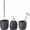 WENKO Set Accessoires De Salle De Bain Puro, 3 Pièces, Brosse WC, Distributeur De Savon Liquide Et Porte Brosse à Dents, Polyrésine De Haute Qualité, Anthracite -WENKO Soldes 18962589 1