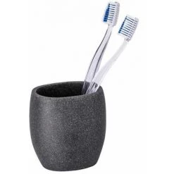 WENKO Set Accessoires De Salle De Bain Puro, 3 Pièces, Brosse WC, Distributeur De Savon Liquide Et Porte Brosse à Dents, Polyrésine De Haute Qualité, Anthracite -WENKO Soldes 18962589 4