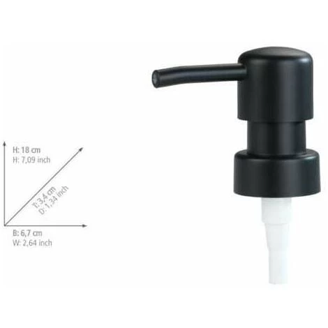 WENKO Pompe Savon Liquide, Pompe Distributeur Savon Liquide De Rechange, Design Rond, Ouverture Ø 28 Mm, Plastique, 6,5x3,5x18 Cm, Noir Mat 4 WENKO Pompe Savon Liquide, Pompe Distributeur Savon Liquide De Rechange, Design Rond, Ouverture Ø 28 Mm, Plastique, 6,5x3,5x18 Cm, Noir Mat – Image 2