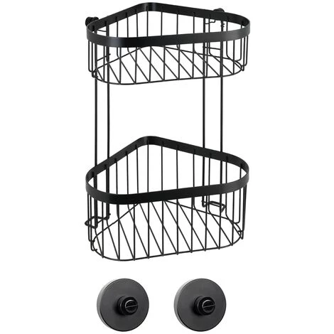 WENKO Étagère D'angle à 2 Niveaux Classic Plus Black Avec Adapteur Vacuum-Loc® 3 WENKO Étagère D'angle à 2 Niveaux Classic Plus Black Avec Adapteur Vacuum-Loc®