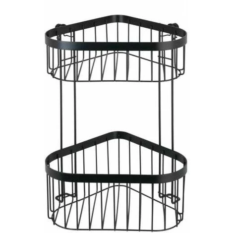 WENKO Étagère D'angle à 2 Niveaux Classic Plus Black Avec Adapteur Vacuum-Loc® 5 WENKO Étagère D'angle à 2 Niveaux Classic Plus Black Avec Adapteur Vacuum-Loc® – Image 3