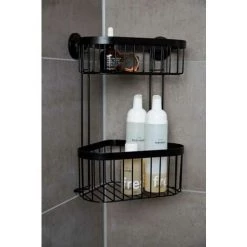 WENKO Set Accessoire Salle De Bain Classic Plus Black, Etagère Angle Murale Et Porte Sèche Cheveux Fixation Sans Perçage Avec Adaptateur VacuumLoc® Inclus, Acier, Noir 11 WENKO Set Accessoire Salle De Bain Classic Plus Black, Etagère Angle Murale Et Porte Sèche Cheveux Fixation Sans Perçage Avec Adaptateur VacuumLoc® Inclus, Acier, Noir -WENKO Soldes 19154605 5