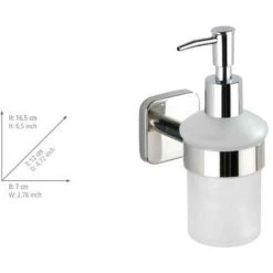 WENKO Distributeur Savon Liquide Mural Mezzano, Capacité 200 Ml, Acier Inox, 7x16,5x12 Cm, Brillant 11 WENKO Distributeur Savon Liquide Mural Mezzano, Capacité 200 Ml, Acier Inox, 7x16,5x12 Cm, Brillant -WENKO Soldes 19225025 5