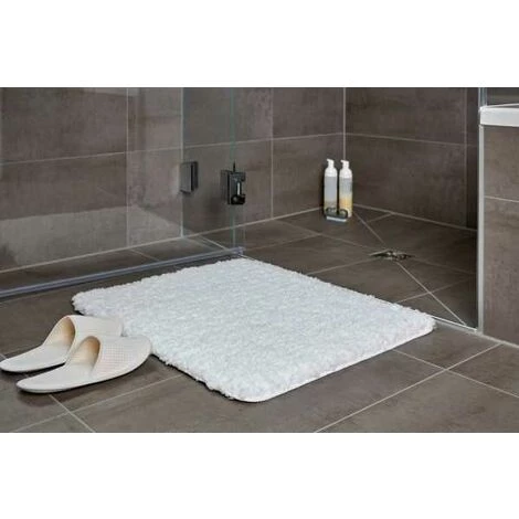 WENKO Tapis De Bain Belize, Tapis Salle De Bain, épais Et Confortable, Polyester Microfibre, 55x65 Cm, Blanc 4 WENKO Tapis De Bain Belize, Tapis Salle De Bain, épais Et Confortable, Polyester Microfibre, 55x65 Cm, Blanc – Image 2
