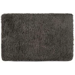 WENKO Tapis De Bain Belize, Tapis Salle De Bain, épais Et Confortable, Polyester Microfibre, 60x90 Cm, Gris Souris