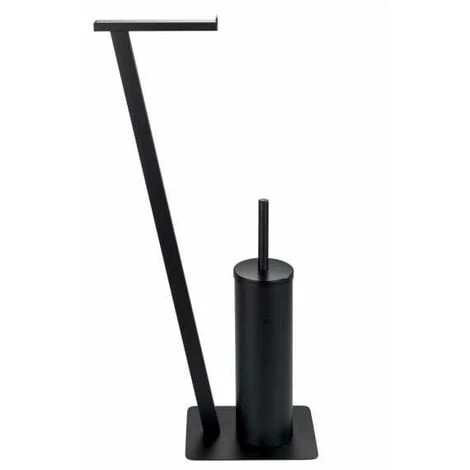 WENKO Serviteur WC 2en1 Lirio, Brosse WC Et Dérouleur Papier Toilette Sur Pied, Acier Inox, 15x68,5x30 Cm, Noir Mat 4 WENKO Serviteur WC 2en1 Lirio, Brosse WC Et Dérouleur Papier Toilette Sur Pied, Acier Inox, 15x68,5x30 Cm, Noir Mat – Image 2
