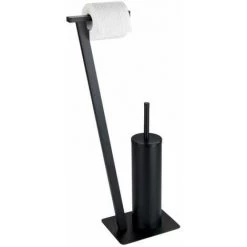 WENKO Serviteur WC 2en1 Lirio, Brosse WC Et Dérouleur Papier Toilette Sur Pied, Acier Inox, 15x68,5x30 Cm, Noir Mat 9 WENKO Serviteur WC 2en1 Lirio, Brosse WC Et Dérouleur Papier Toilette Sur Pied, Acier Inox, 15x68,5x30 Cm, Noir Mat -WENKO Soldes 19405366 3