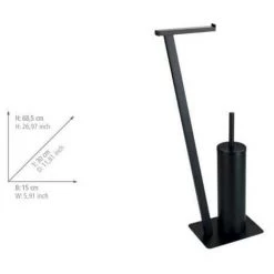 WENKO Serviteur WC 2en1 Lirio, Brosse WC Et Dérouleur Papier Toilette Sur Pied, Acier Inox, 15x68,5x30 Cm, Noir Mat 11 WENKO Serviteur WC 2en1 Lirio, Brosse WC Et Dérouleur Papier Toilette Sur Pied, Acier Inox, 15x68,5x30 Cm, Noir Mat -WENKO Soldes 19405366 5