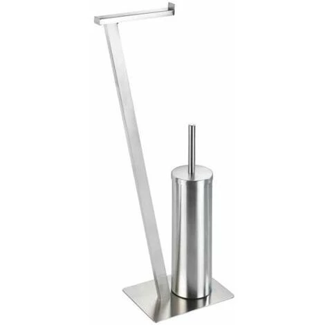 WENKO Serviteur WC 2en1 Lirio, Brosse WC Et Dérouleur Papier Toilette Sur Pied, Acier Inox, 15x68,5x30 Cm, Mat 4 WENKO Serviteur WC 2en1 Lirio, Brosse WC Et Dérouleur Papier Toilette Sur Pied, Acier Inox, 15x68,5x30 Cm, Mat – Image 2