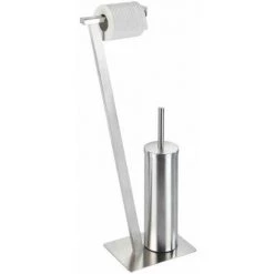 WENKO Serviteur WC 2en1 Lirio, Brosse WC Et Dérouleur Papier Toilette Sur Pied, Acier Inox, 15x68,5x30 Cm, Mat 8 WENKO Serviteur WC 2en1 Lirio, Brosse WC Et Dérouleur Papier Toilette Sur Pied, Acier Inox, 15x68,5x30 Cm, Mat -WENKO Soldes 19405368 3