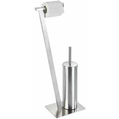 WENKO Serviteur WC 2en1 Lirio, Brosse WC Et Dérouleur Papier Toilette Sur Pied, Acier Inox, 15x68,5x30 Cm, Mat 5 WENKO Serviteur WC 2en1 Lirio, Brosse WC Et Dérouleur Papier Toilette Sur Pied, Acier Inox, 15x68,5x30 Cm, Mat – Image 3