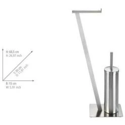 WENKO Serviteur WC 2en1 Lirio, Brosse WC Et Dérouleur Papier Toilette Sur Pied, Acier Inox, 15x68,5x30 Cm, Mat 9 WENKO Serviteur WC 2en1 Lirio, Brosse WC Et Dérouleur Papier Toilette Sur Pied, Acier Inox, 15x68,5x30 Cm, Mat -WENKO Soldes 19405368 4