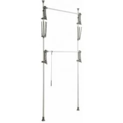 WENKO Portant Vêtement Téléscopique Pour Dressing Sur Mesure Hercules Flex, Garde Robe Telescopique Solution Sans Perçage, Réglable En Longueur Et Hauteur, Acier, 116-190x165-300x38 Cm, Blanc