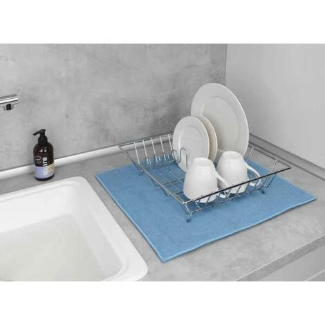 WENKO Tapis égouttoir Vaisselle Microfibre, Miko, Bleu 7 WENKO Tapis égouttoir Vaisselle Microfibre, Miko, Bleu – Image 5