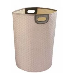 WENKO Panier à Linge Wabo, Panier à Linge Sale Avec Poignée De Transport, Capacité 75 Litres, Polyester, 40x60 Cm, Taupe