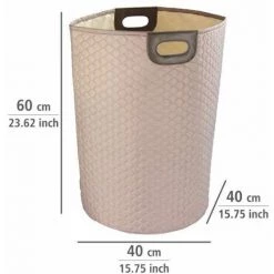 WENKO Panier à Linge Wabo, Panier à Linge Sale Avec Poignée De Transport, Capacité 75 Litres, Polyester, 40x60 Cm, Taupe -WENKO Soldes 19405381 3