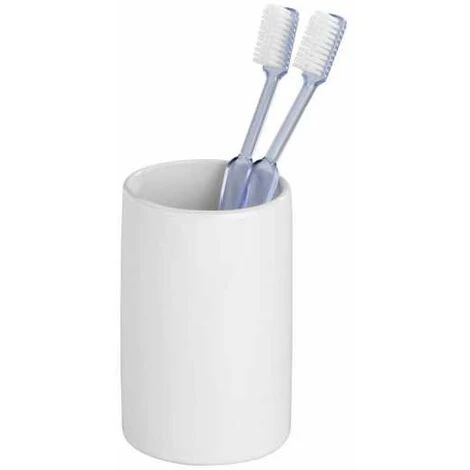 WENKO Set Accessoires Salle De Bain Polaris, Distributeur Savon Liquide, Porte Brosse à Dent, Brosse WC, Céramique, Blanc 5 WENKO Set Accessoires Salle De Bain Polaris, Distributeur Savon Liquide, Porte Brosse à Dent, Brosse WC, Céramique, Blanc – Image 3