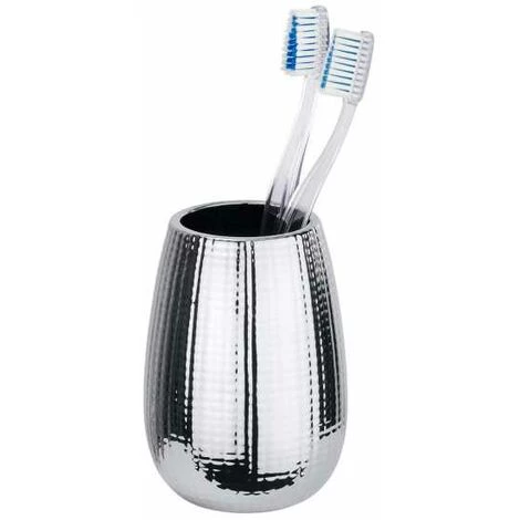 WENKO Set Accessoires Salle De Bain, Distributeur Savon Liquide, Porte Brosse à Dent, Brosse WC, Céramique Chromé, Dakar 5 WENKO Set Accessoires Salle De Bain, Distributeur Savon Liquide, Porte Brosse à Dent, Brosse WC, Céramique Chromé, Dakar – Image 3