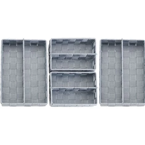 WENKO Organiseur Tiroir Cuisine Avec Rangement Amovible Adria S Et M, Boite Rangement Salle De Bain, Lot De 4, Plastique, 13x6x18 Cm Et 18x26x6 Cm, Gris 3 WENKO Organiseur Tiroir Cuisine Avec Rangement Amovible Adria S Et M, Boite Rangement Salle De Bain, Lot De 4, Plastique, 13x6x18 Cm Et 18x26x6 Cm, Gris