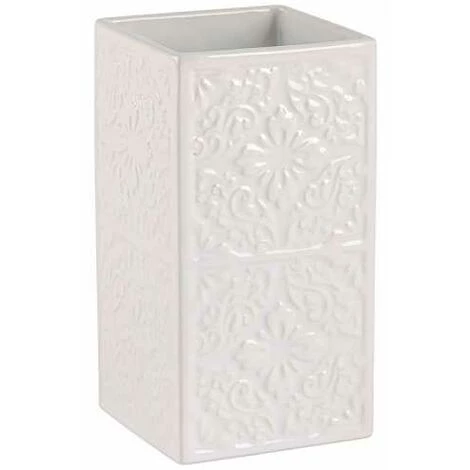 WENKO Set Accessoires Salle De Bain Cordoba, 3 Pièces, Distributeur Savon Liquide, Brosse WC Et Porte Brosse à Dent, Céramique Blanche 4 WENKO Set Accessoires Salle De Bain Cordoba, 3 Pièces, Distributeur Savon Liquide, Brosse WC Et Porte Brosse à Dent, Céramique Blanche – Image 2