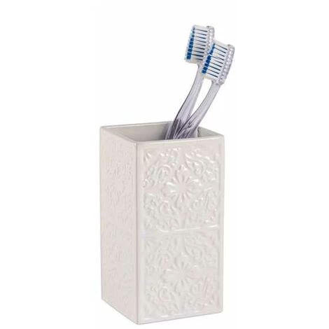 WENKO Set Accessoires Salle De Bain Cordoba, 3 Pièces, Distributeur Savon Liquide, Brosse WC Et Porte Brosse à Dent, Céramique Blanche 5 WENKO Set Accessoires Salle De Bain Cordoba, 3 Pièces, Distributeur Savon Liquide, Brosse WC Et Porte Brosse à Dent, Céramique Blanche – Image 3