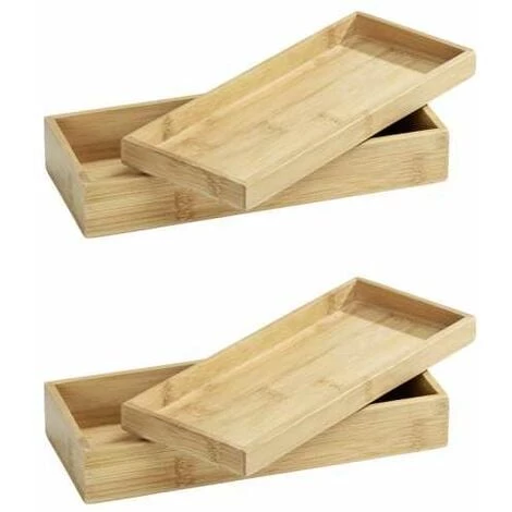 WENKO Plateau Salle De Bain Et Boite De Rangement Avec Couvercle 2en1 Terra, Panier Rangement Salle De Bain Bambou, Lot De 2, 24x5,5x10 Cm, Marron 3 WENKO Plateau Salle De Bain Et Boite De Rangement Avec Couvercle 2en1 Terra, Panier Rangement Salle De Bain Bambou, Lot De 2, 24x5,5x10 Cm, Marron