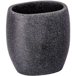 WENKO Gobelet De Salle De Bain Design Nature Puro - 9 X 6 X 9 - Gris Foncé