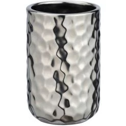 WENKO Gobelet De Salle De Bain Design Martelé Lunas - Diam 7 X 11 - Argent