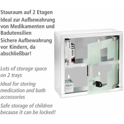 WENKO Armoire à Pharmacie Acier Inox, Avec Serrure, 25 X 12 X 25 Cm, Brillant 6 WENKO Armoire à Pharmacie Acier Inox, Avec Serrure, 25 X 12 X 25 Cm, Brillant – Image 4