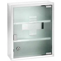 WENKO Armoire à Pharmacie Acier Inox, Avec Serrure, 30 X 12 X 40 Cm, Brillant